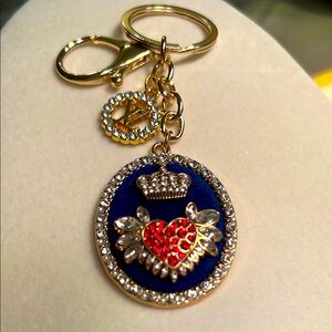 Gold and Red Regal Heart Key Holder or Bag Charm